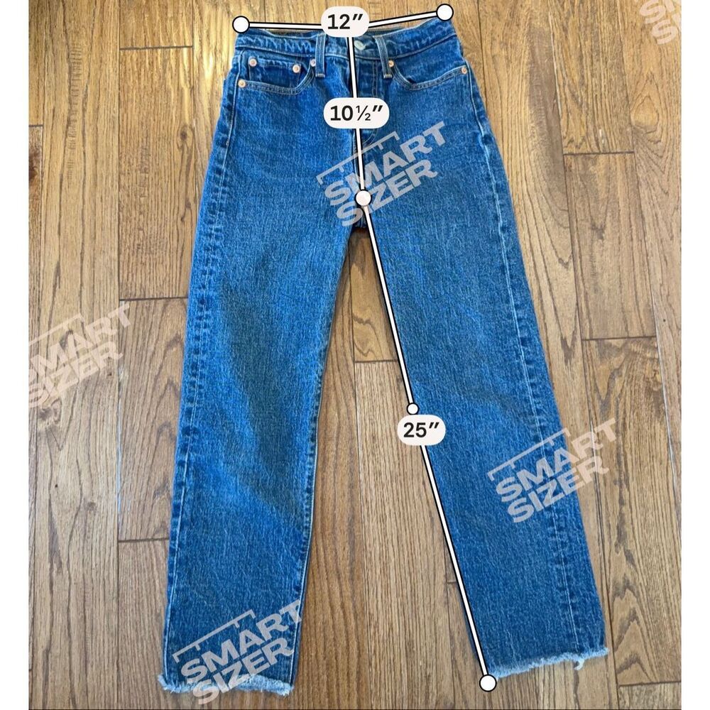 Levi’s wedgie straight high rise button fly raw hem jean size 24 - Picture 3 of 10
